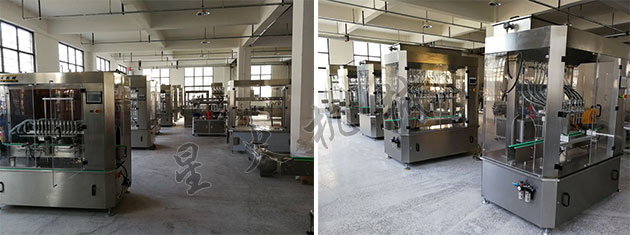 星火自動(dòng)化花生油灌裝線生產(chǎn)設(shè)備車間展示