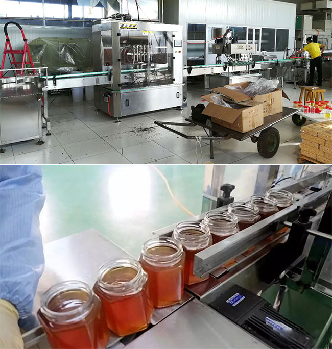 江蘇全自動蜂蜜灌裝機(jī)生產(chǎn)線設(shè)備及灌裝細(xì)節(jié)實拍